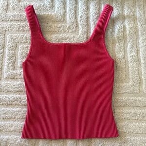 Aritzia Babaton Ribbed Pink Tank Top